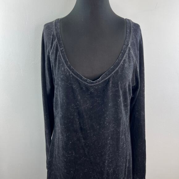 NORMA KAMAL Gray Organic Cotton Top Long Sleeve Deep V-Neckline Size L Large - Picture 2 of 10